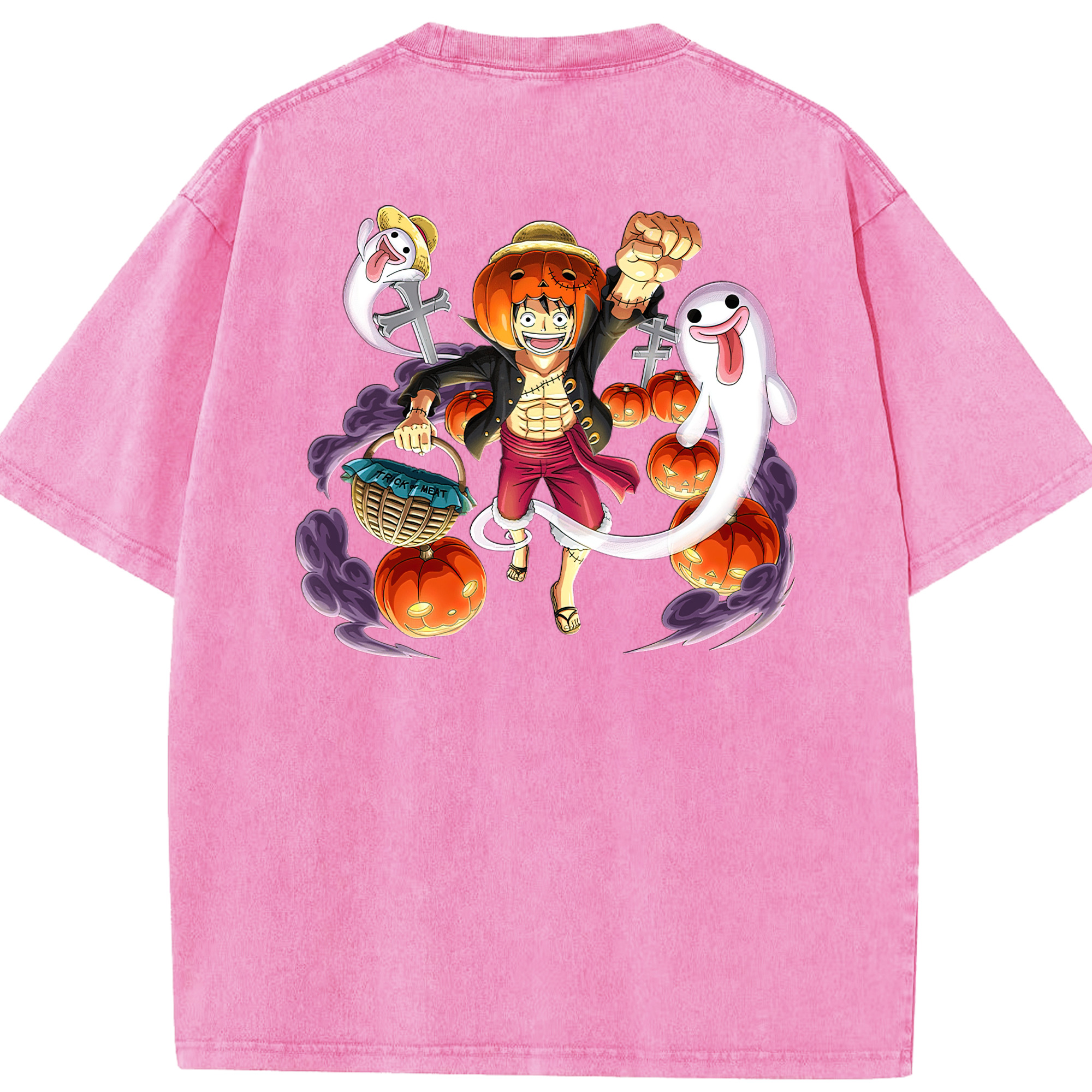 ワンピース モンキー・D・ルフィ ONE PIECE Monkey D. Luffy 綿100% ヴィンテージ風 半袖Tシャツ（背面プリント）